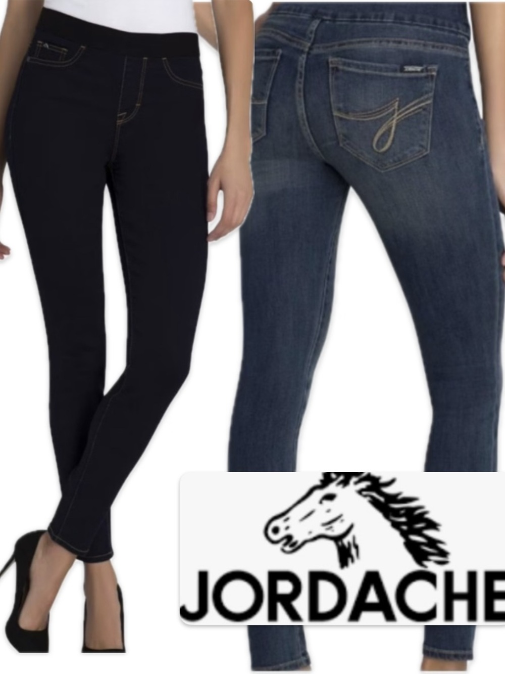 Jordache Dark Rinse Slimming Shaping Jeggings Wide Waistband Pull On Medium